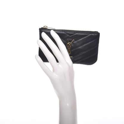 Saint Laurent Calfskin Matelasse Monogram Key Pouch Black 2 of 8