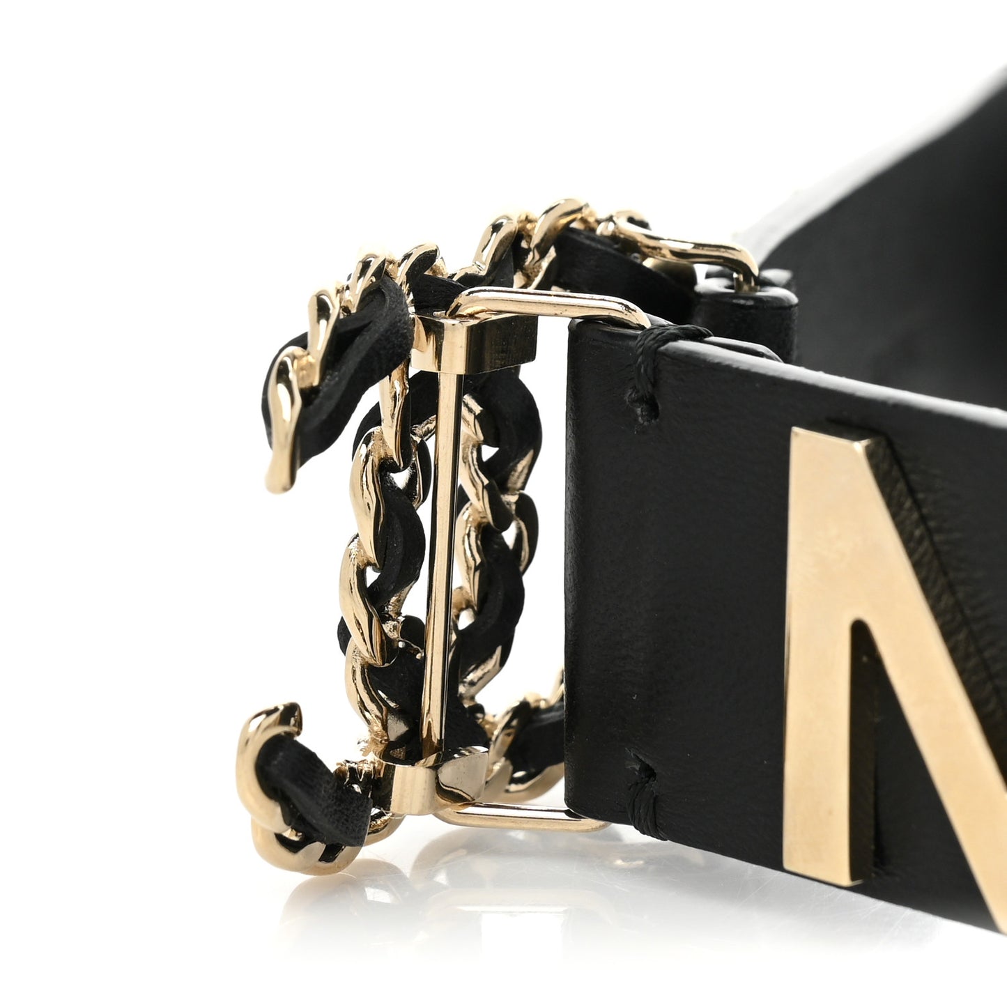 Lambskin Logo Belt 75 30 Black Gold