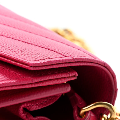 Saint Laurent Grain De Poudre Matelasse Chevron Monogram Chain Wallet Bubblegum 14 of 14
