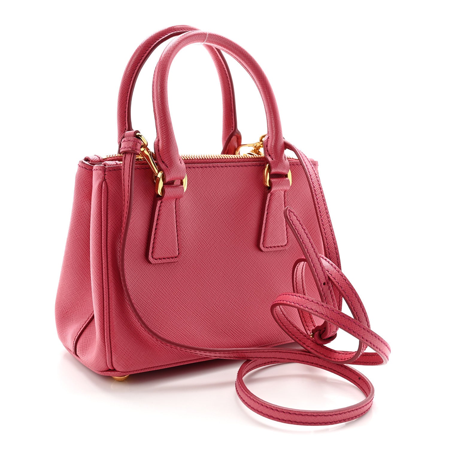 Prada Saffiano Lux Micro Galleria Double Zip Tote Peonia 3 of 10