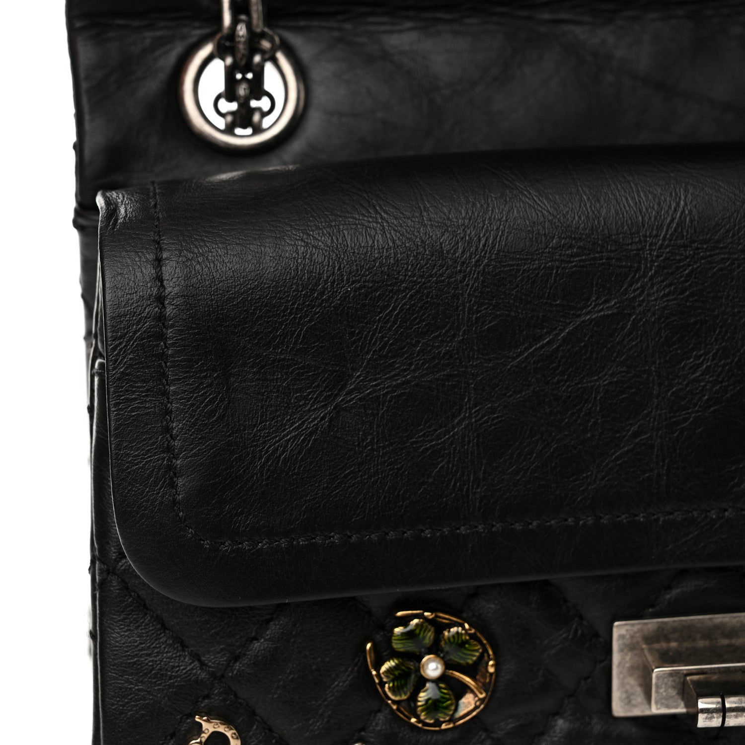Chanel Aged Calfskin Lucky Charms 2.55 Reissue 224 Flap Black 12 of 12