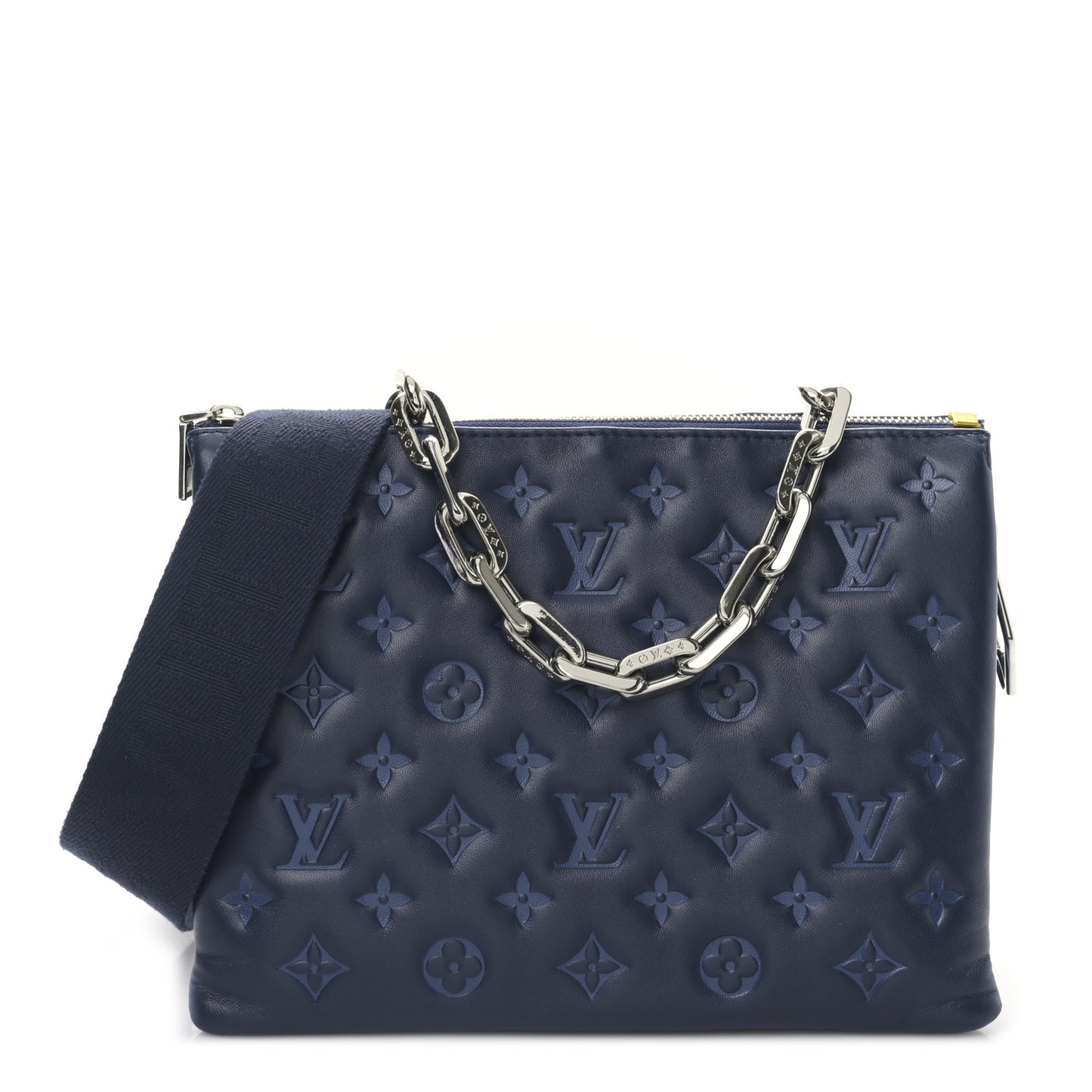 Lambskin Embossed Monogram Coussin PM Navy