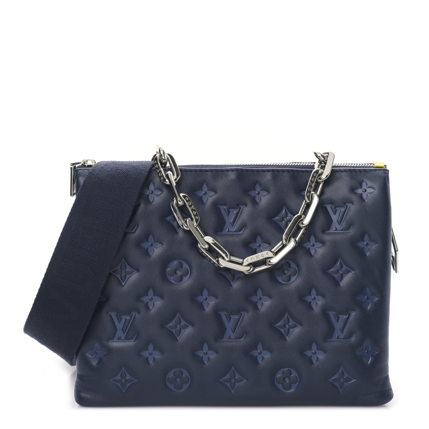 Louis Vuitton Lambskin Embossed Monogram Coussin PM Navy 1 of 8