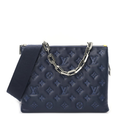 Louis Vuitton Lambskin Embossed Monogram Coussin PM Navy 1 of 8
