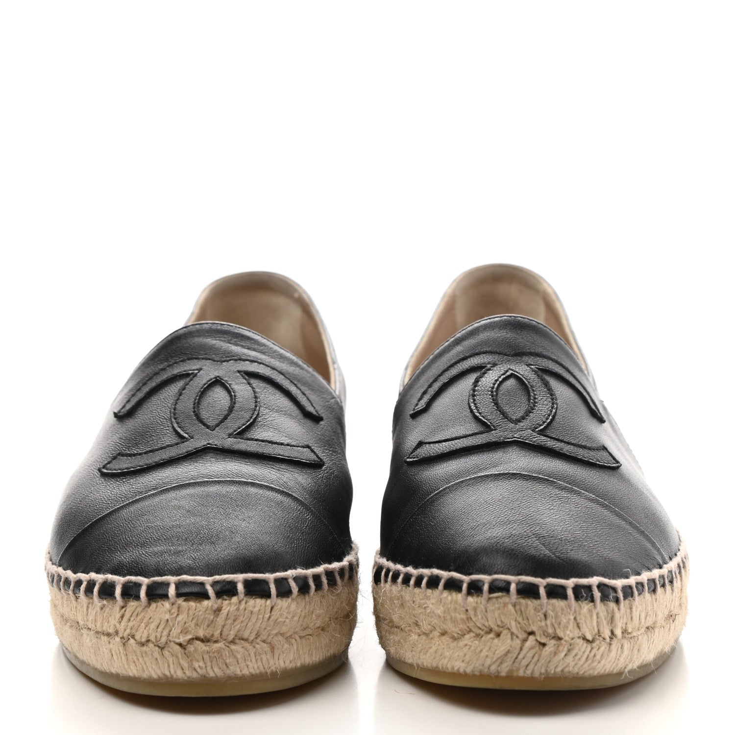 Chanel Lambskin CC Espadrilles 37 Black 2 of 10