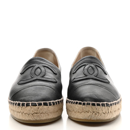 Chanel Lambskin CC Espadrilles 37 Black 2 of 10