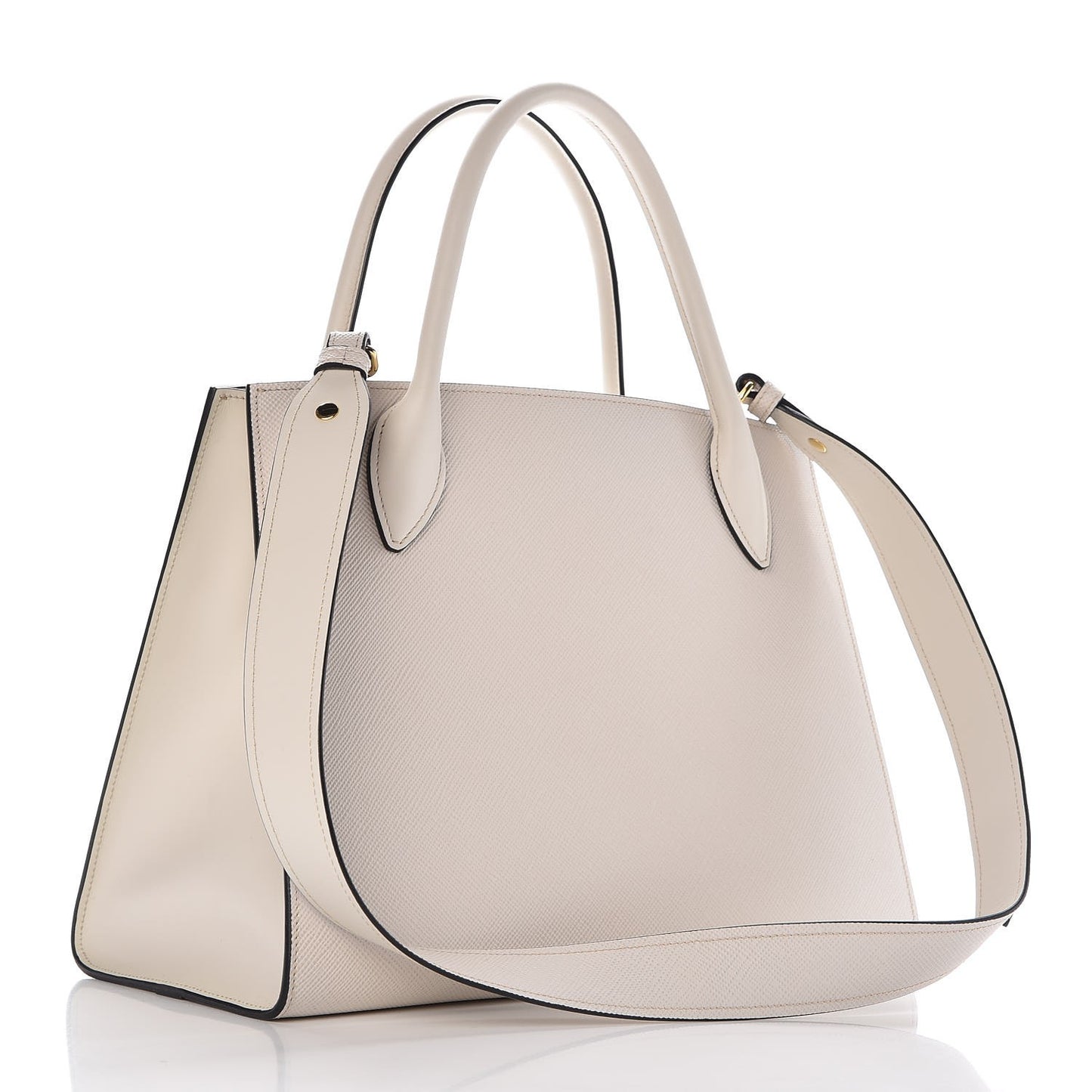 Saffiano Cuir Calfskin Medium Monochrome Top Handle Tote Talco