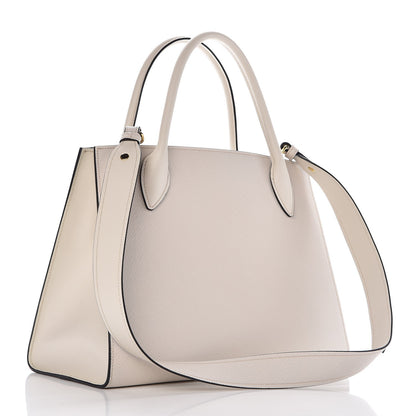 Prada Saffiano Cuir Calfskin Medium Monochrome Top Handle Tote Talco 4 of 9