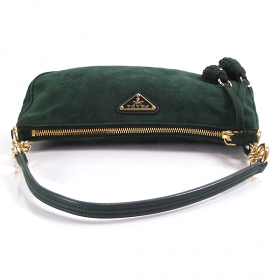 Suede Tassel Pochette Evening Bag Green