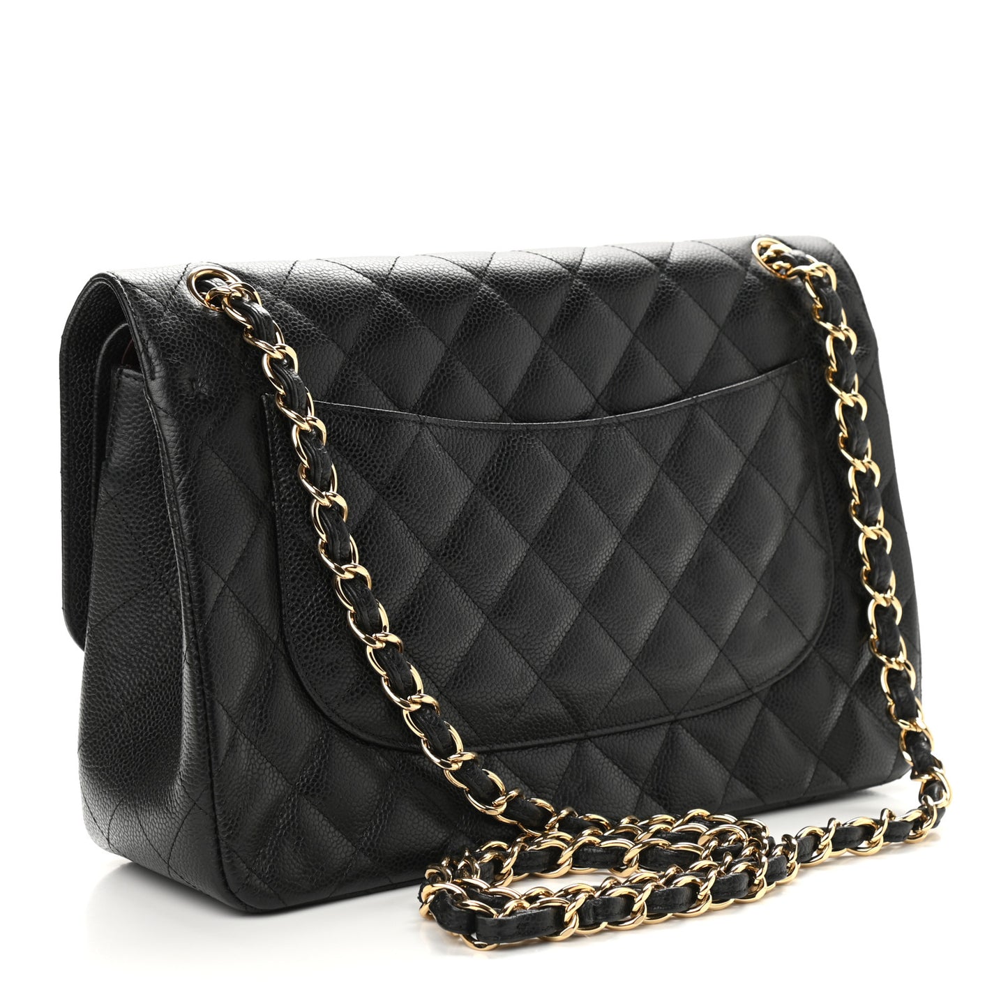 Caviar Quilted Jumbo Double Flap Black