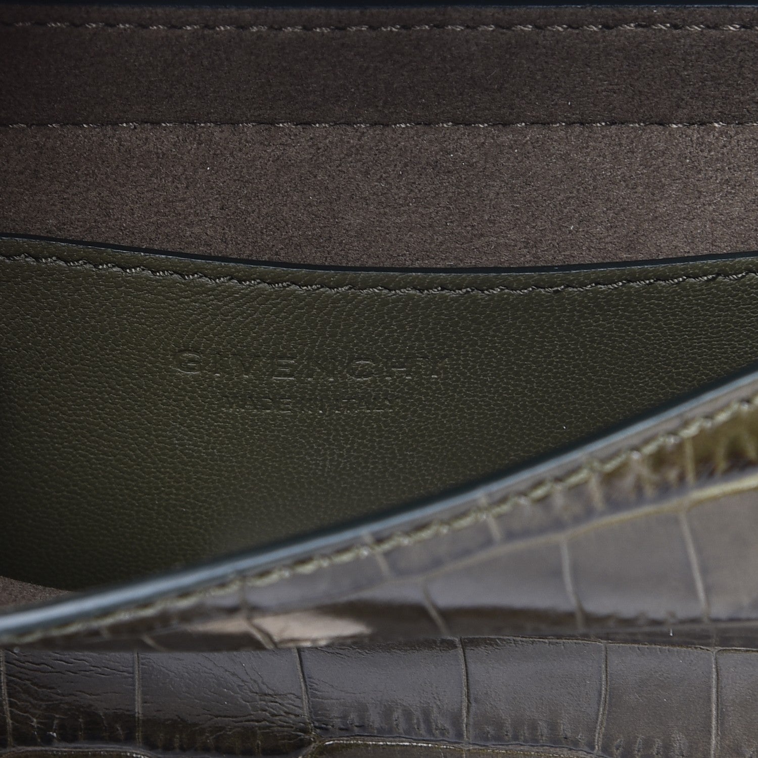 Givenchy Calfskin Crocodile Embossed Mini Nobile Shoulder Bag Khaki 6 of 7