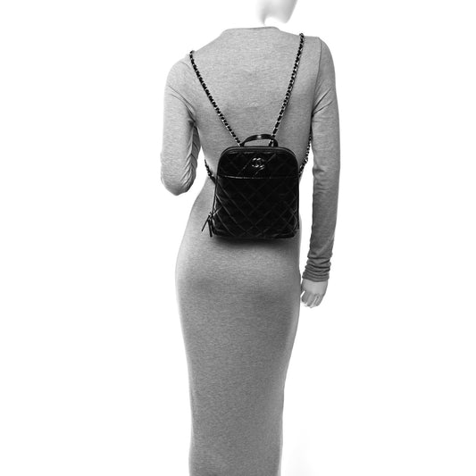 Shiny Calfskin My Pocket Backpack Black