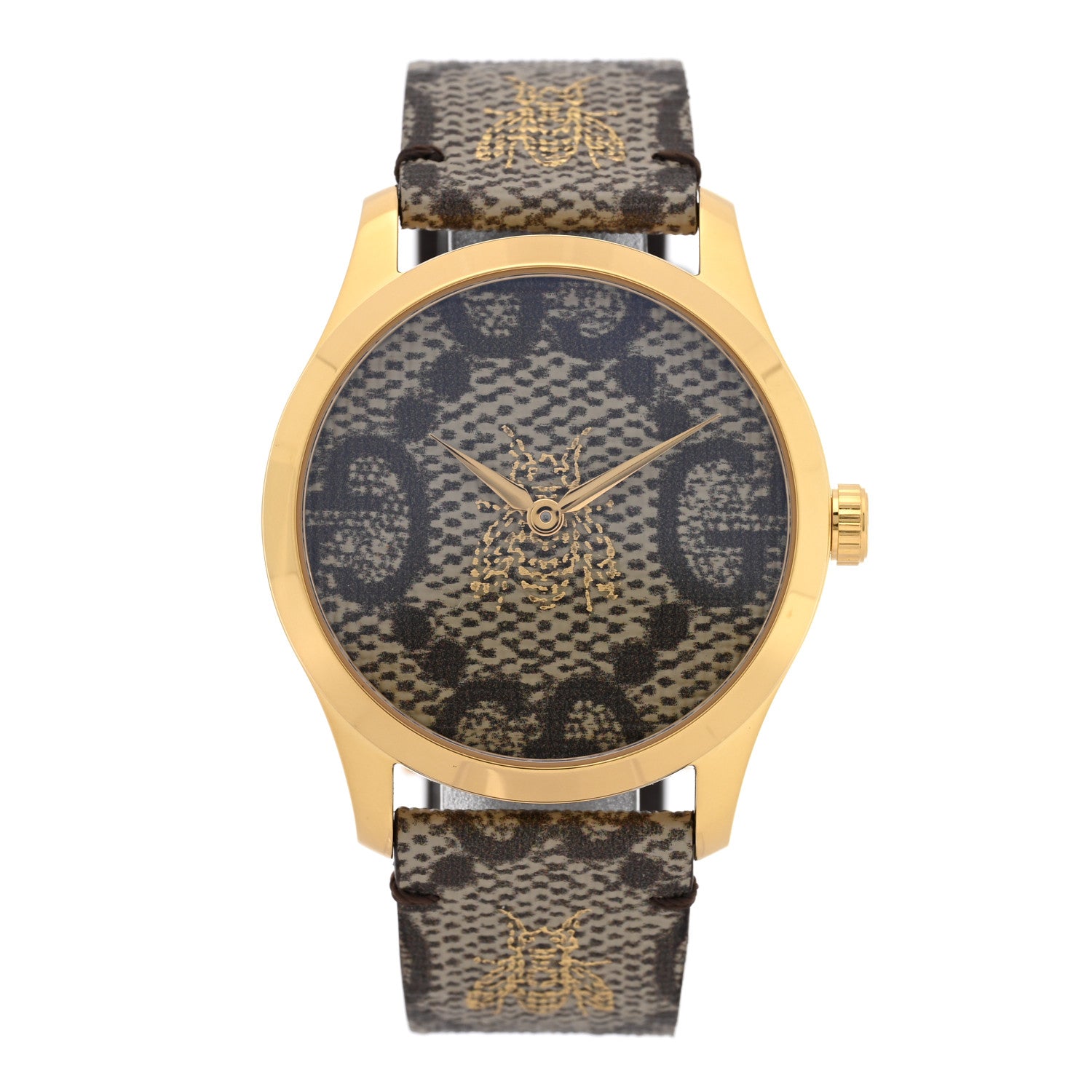 Gucci Stainless Steel Canvas 38mm G-Timeless GG Supreme Bee Quartz Watch Brown 1 of 4