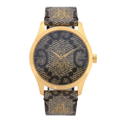 Gucci Stainless Steel Canvas 38mm G-Timeless GG Supreme Bee Quartz Watch Brown 1 of 4