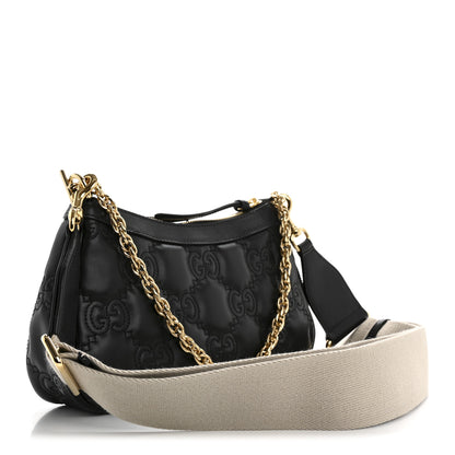 Gucci Calfskin GG Matelasse Chain Handbag Black Natural 3 of 12