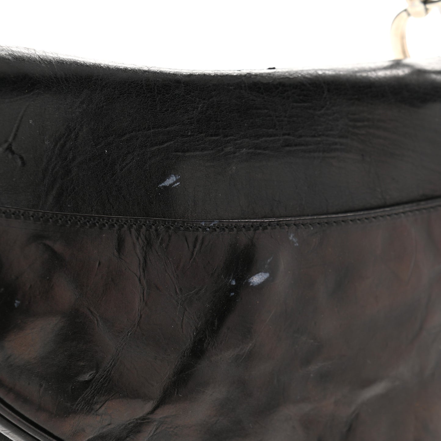 Calfskin Hardcore Pierced Saddle Bag Black