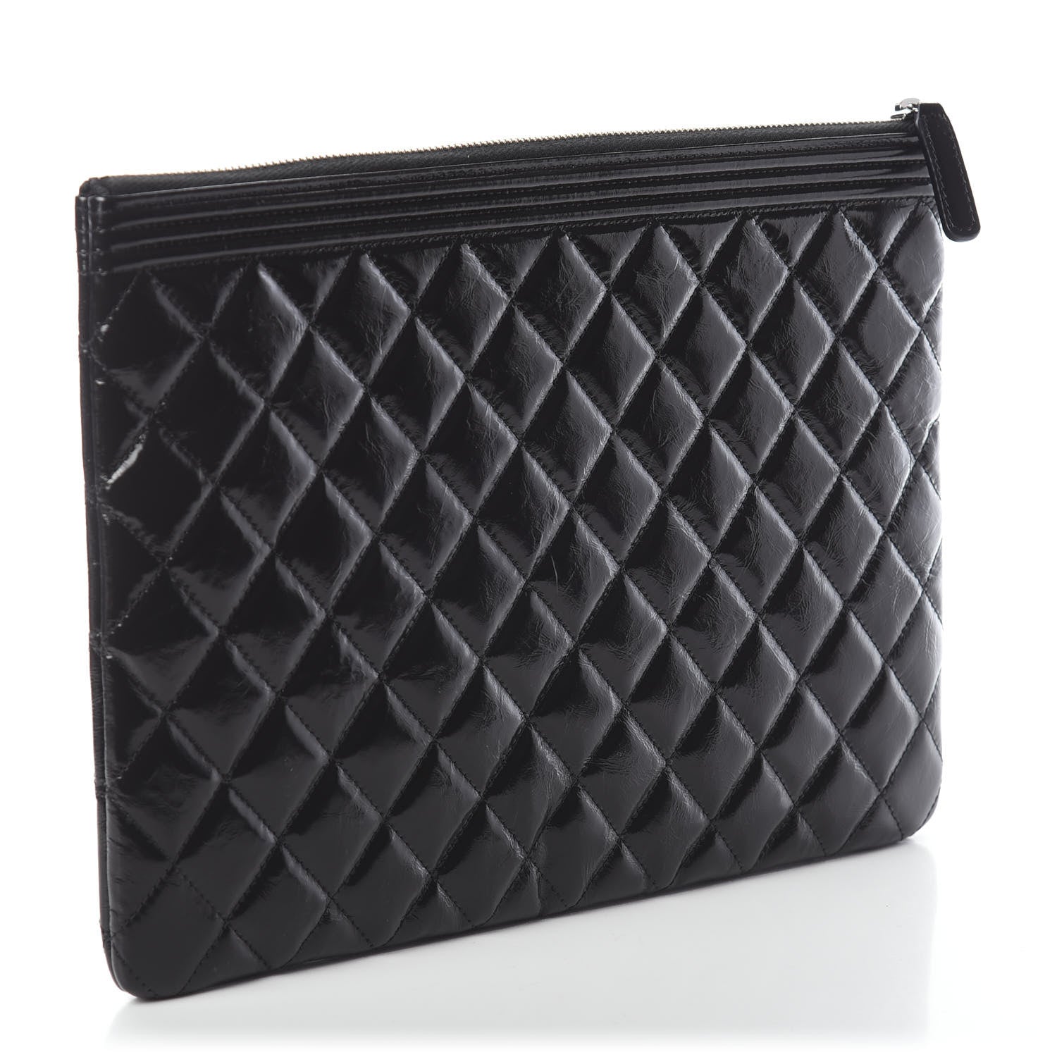 Chanel Patent Calfskin Quilted Medium Boy Cosmetic Case Black 2 of 6