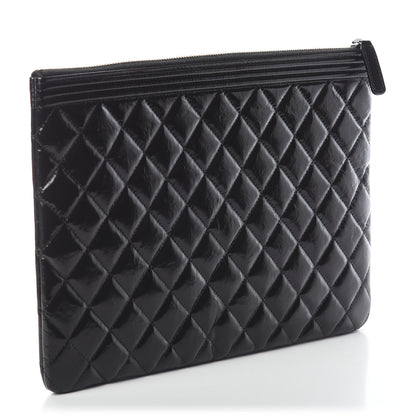 Chanel Patent Calfskin Quilted Medium Boy Cosmetic Case Black 2 of 6