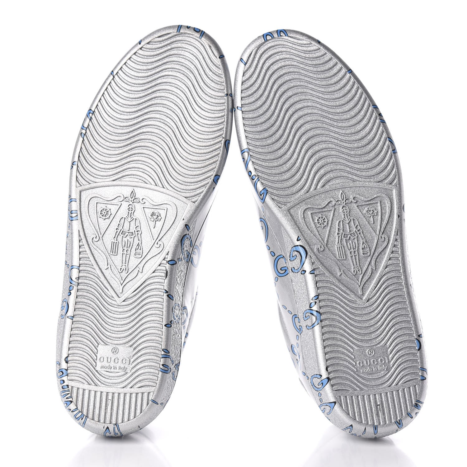 Gucci Miro Rubber Wax GucciGhost Print Mens New Ace Sneakers 7 Silver 5 of 9