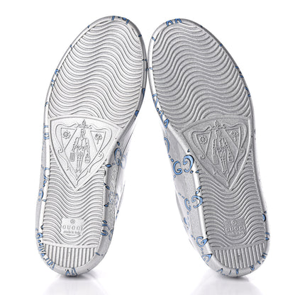 Gucci Miro Rubber Wax GucciGhost Print Mens New Ace Sneakers 7 Silver 5 of 9