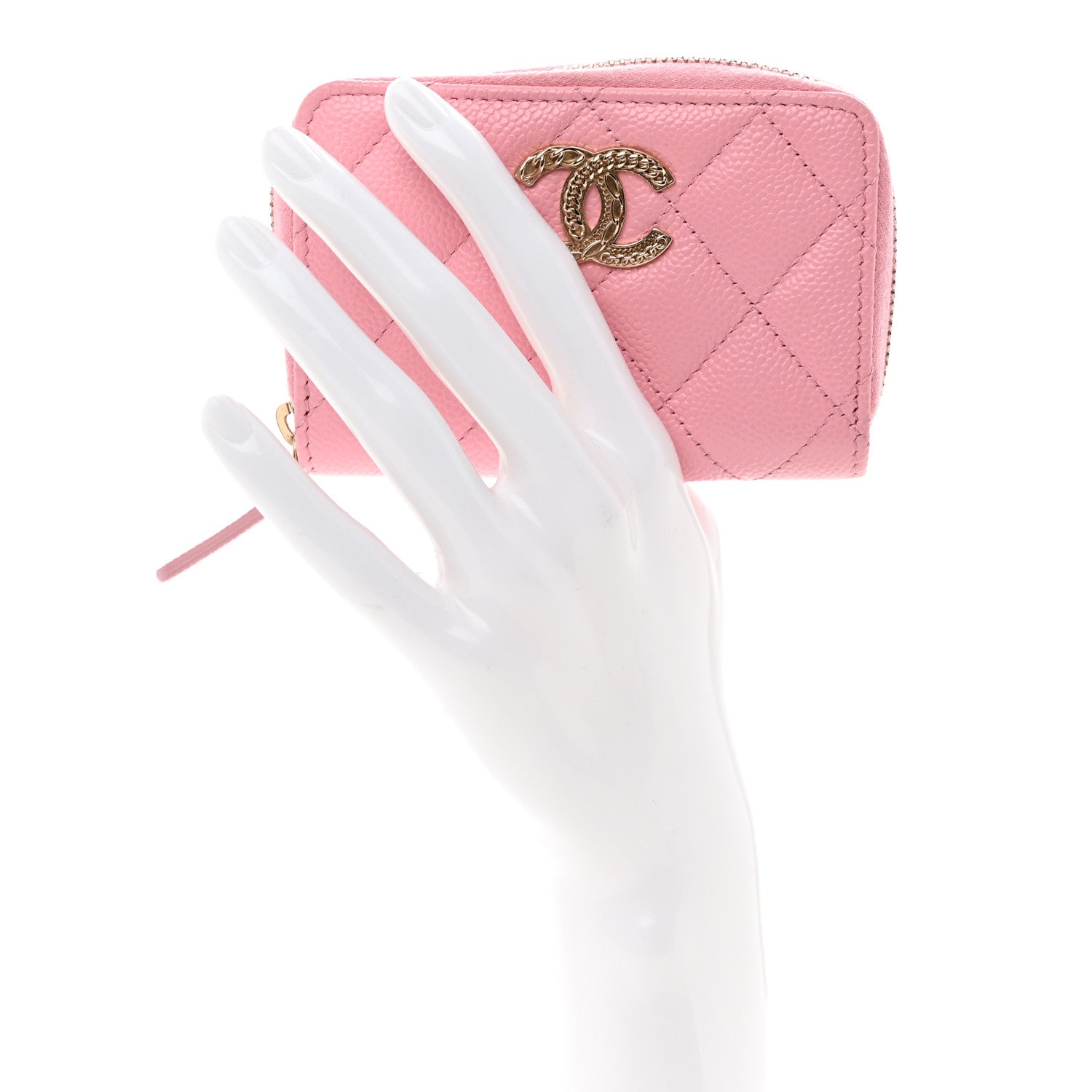 Chanel Caviar Quilted Multi Chain Zip Coin Purse Light Pink 2 of 8