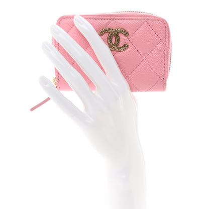 Chanel Caviar Quilted Multi Chain Zip Coin Purse Light Pink 2 of 8