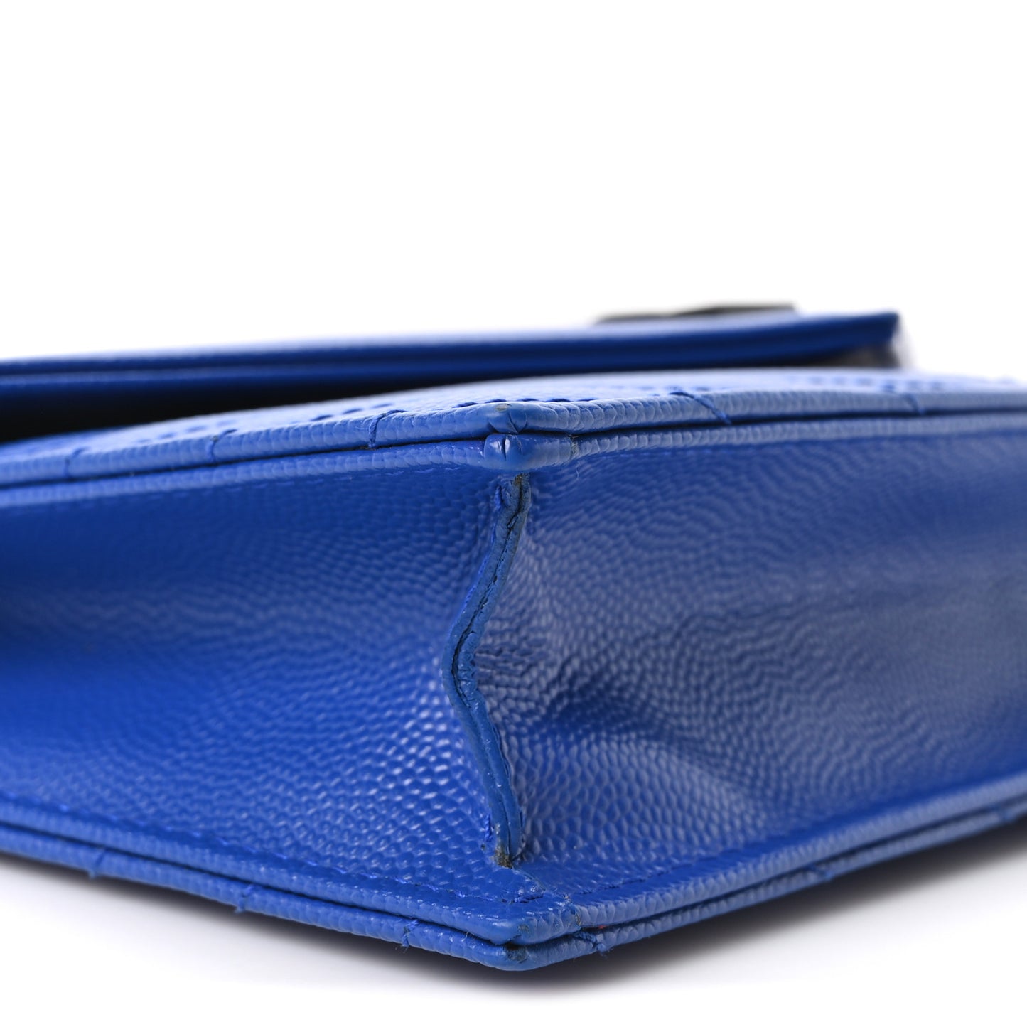 Grain De Poudre Matelasse Chevron Monogram Envelope Chain Wallet Blue Majorelle