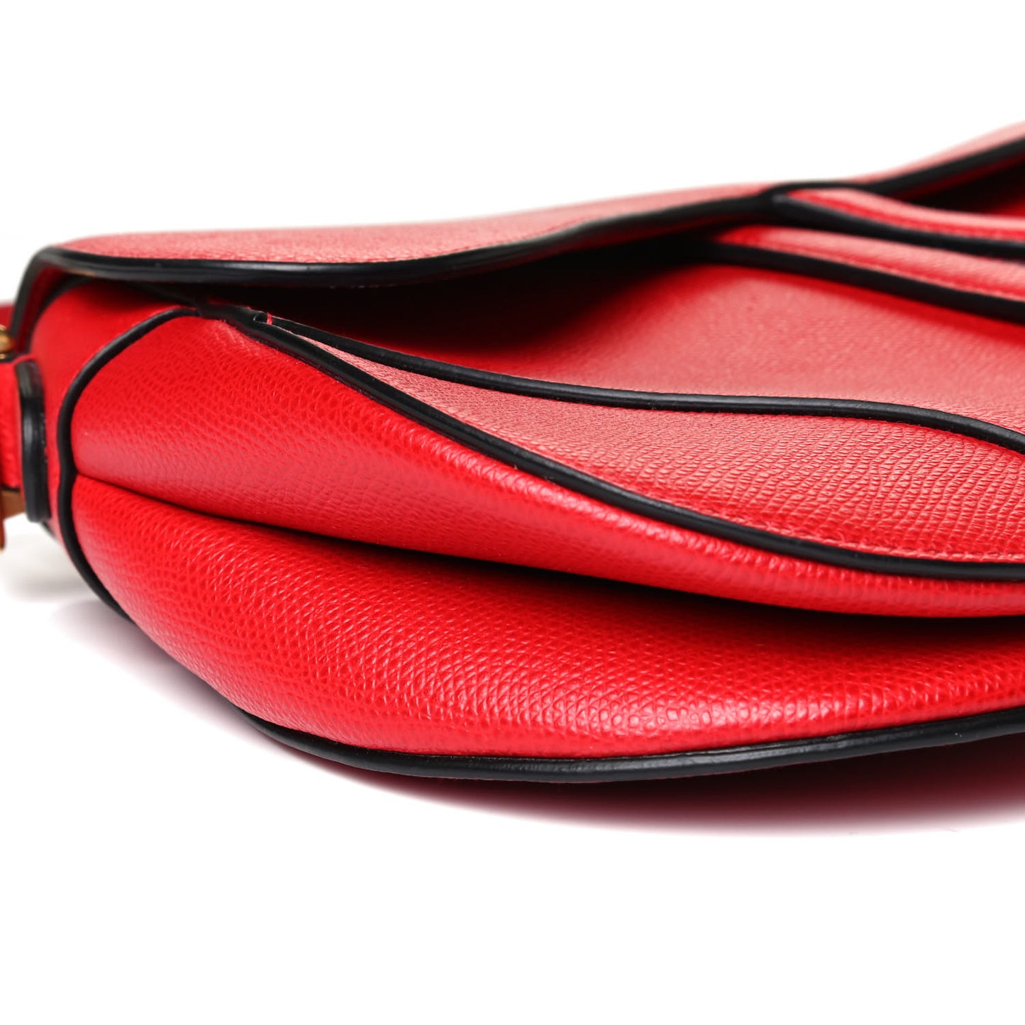 Grained Calfskin Saddle Bag Red
