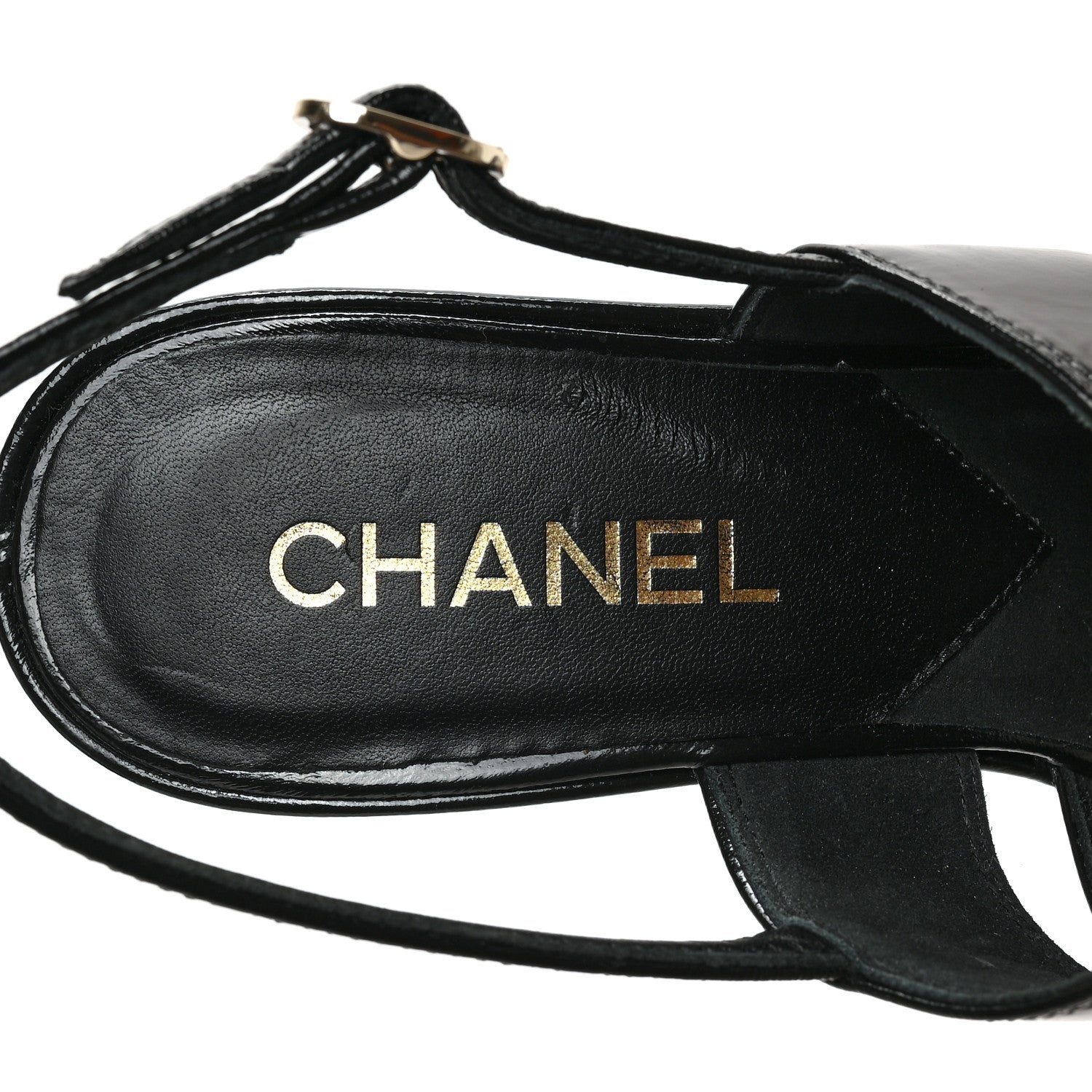 Chanel Crumpled Patent Lambskin Platform Sandals 38.5 Black 7 of 8