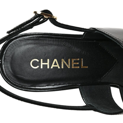 Chanel Crumpled Patent Lambskin Platform Sandals 38.5 Black 7 of 8