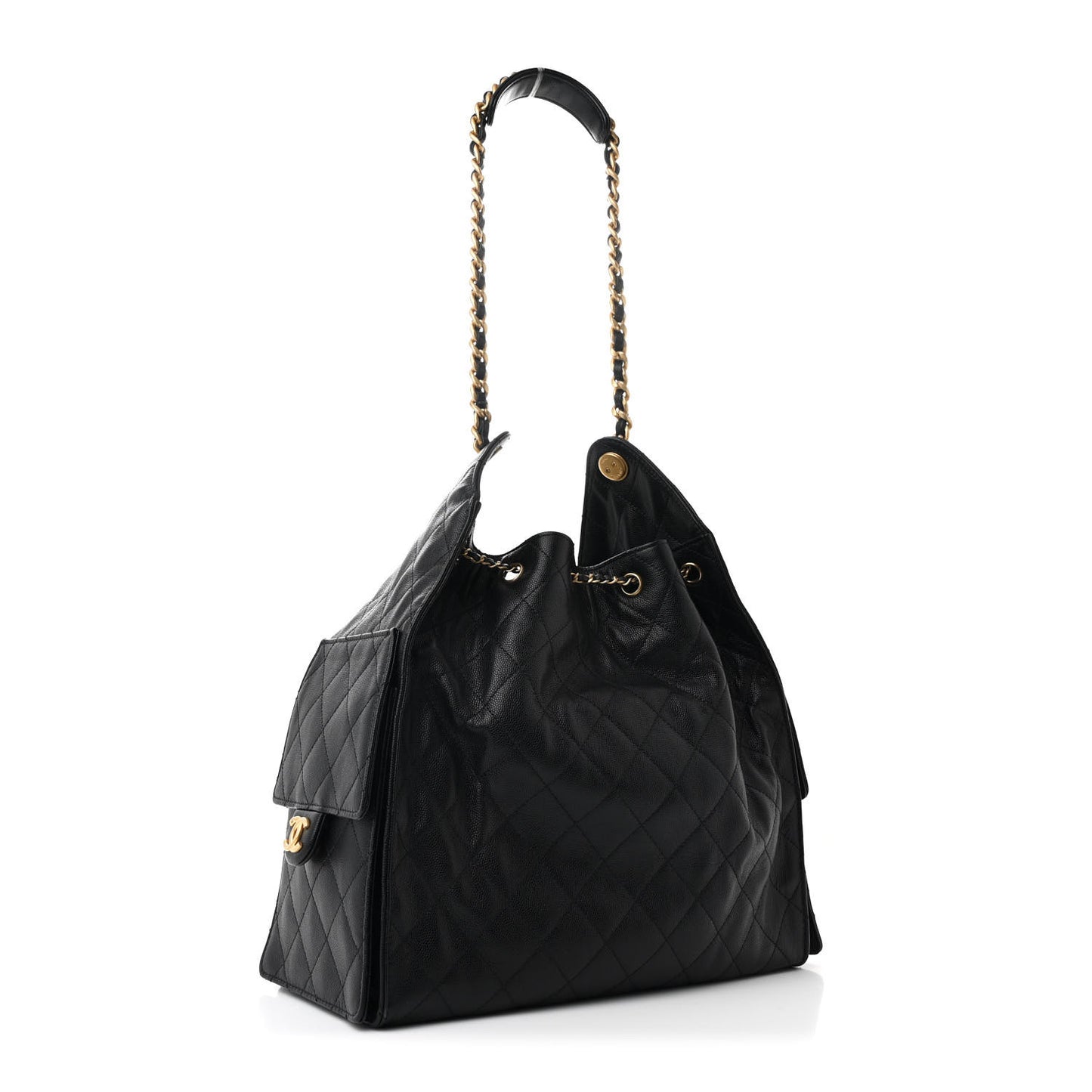 Caviar Quilted Medium Chanel 25 Handbag Black