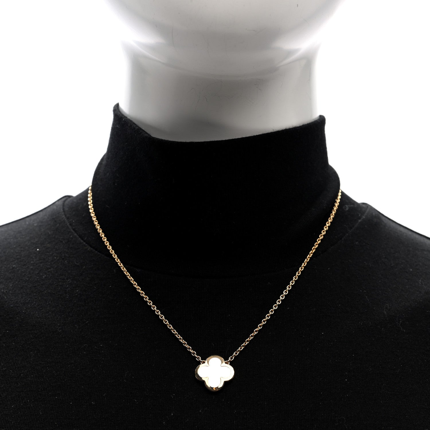 Van Cleef & Arpels 18K Yellow Gold Mother of Pearl Pure Alhambra Pendant Necklace 2 of 4