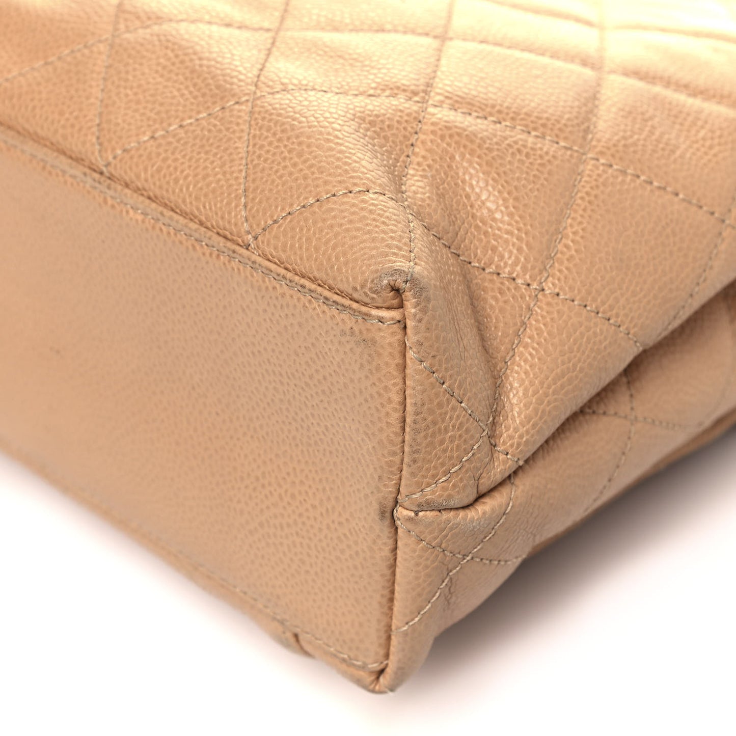 Caviar Quilted Flap Shoulder Bag Beige