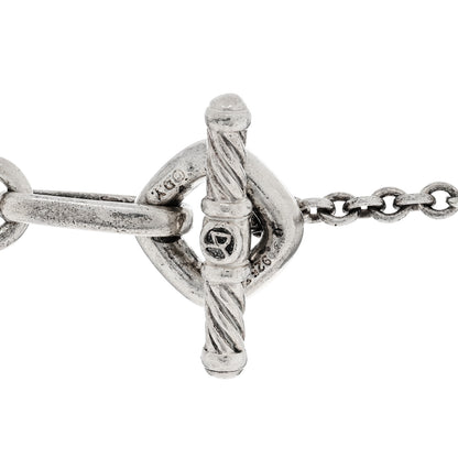 David Yurman Sterling Silver 18K Yellow Gold Diamond Rose Quartz Figaro Chain Long Necklace 4 of 4