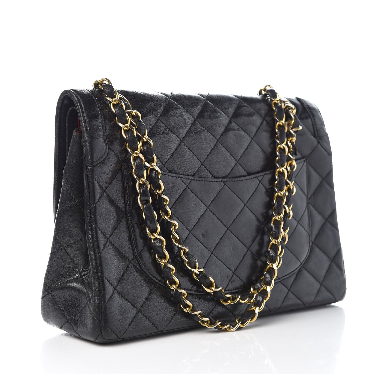 Lambskin Quilted Medium Double Flap Black