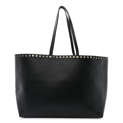 Valentino Garavani Grained Calfskin Rockstud Shoulder Tote Black 1 of 13