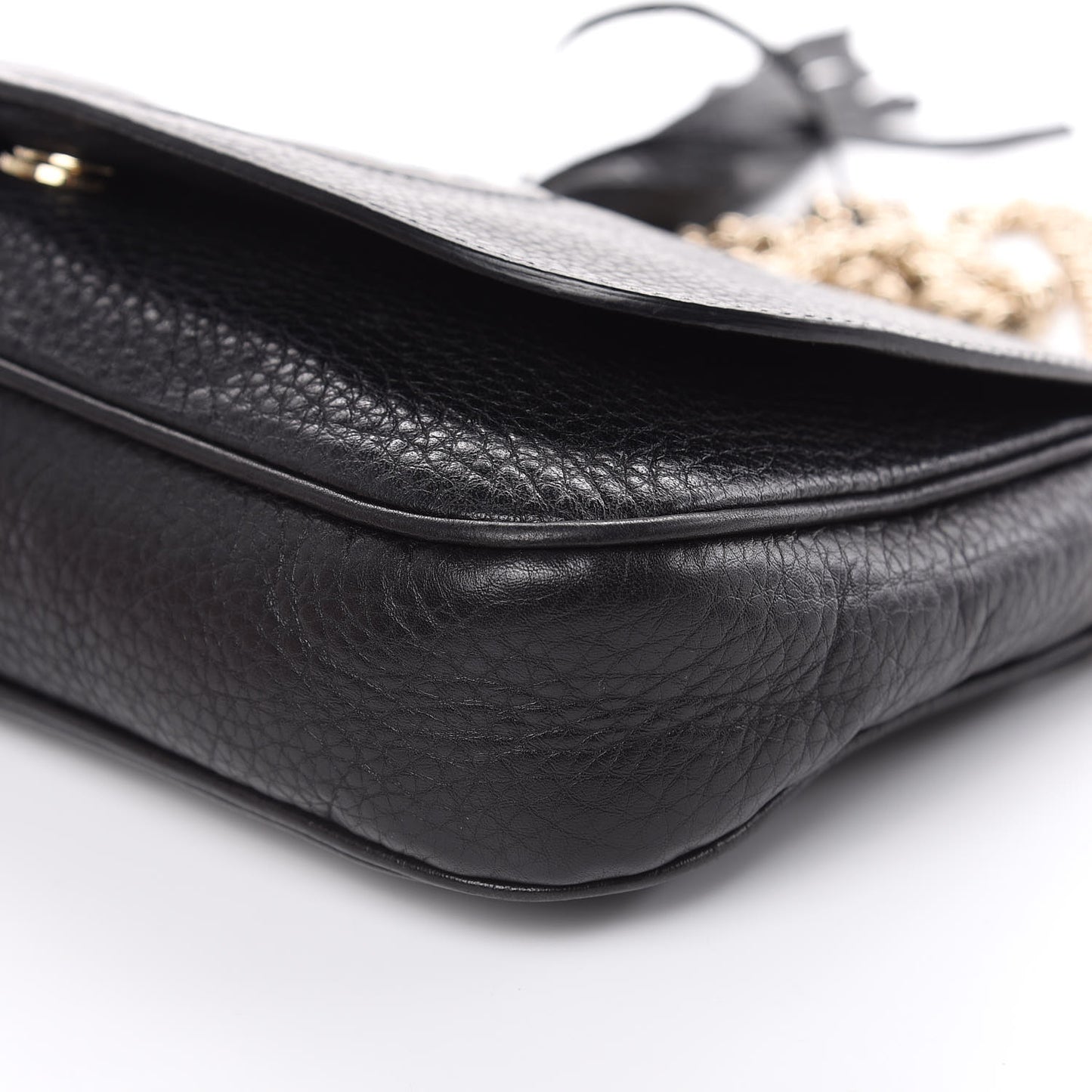 Pebbled Calfskin Medium Soho Flap Crossbody Black