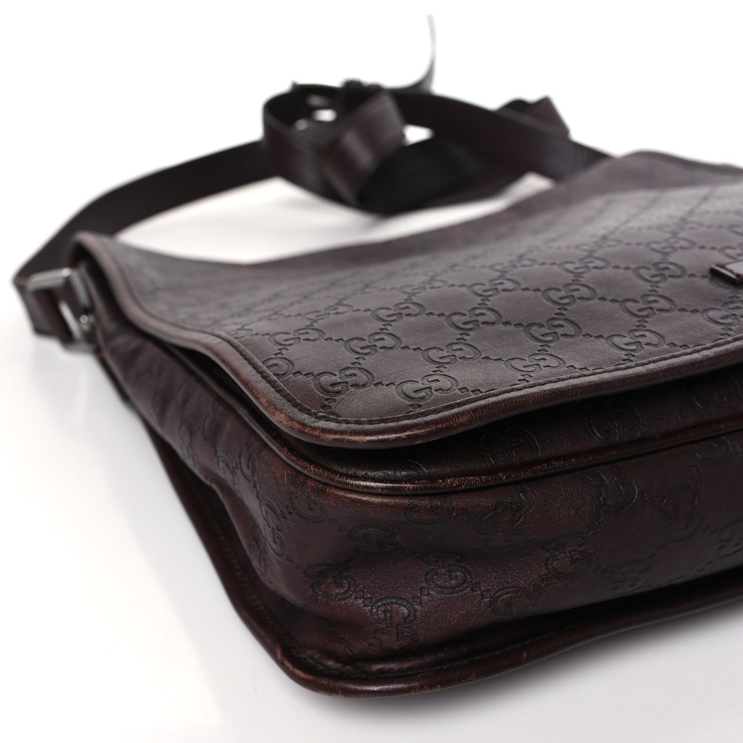 Guccissima Large Flap Messenger Bag Dark Brown