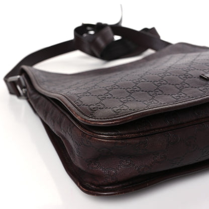 Gucci Guccissima Large Flap Messenger Bag Dark Brown 7 of 9