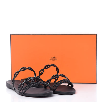 Hermes Rubber Chaine d'Ancre Rivage Sandals 37 Black 8 of 8