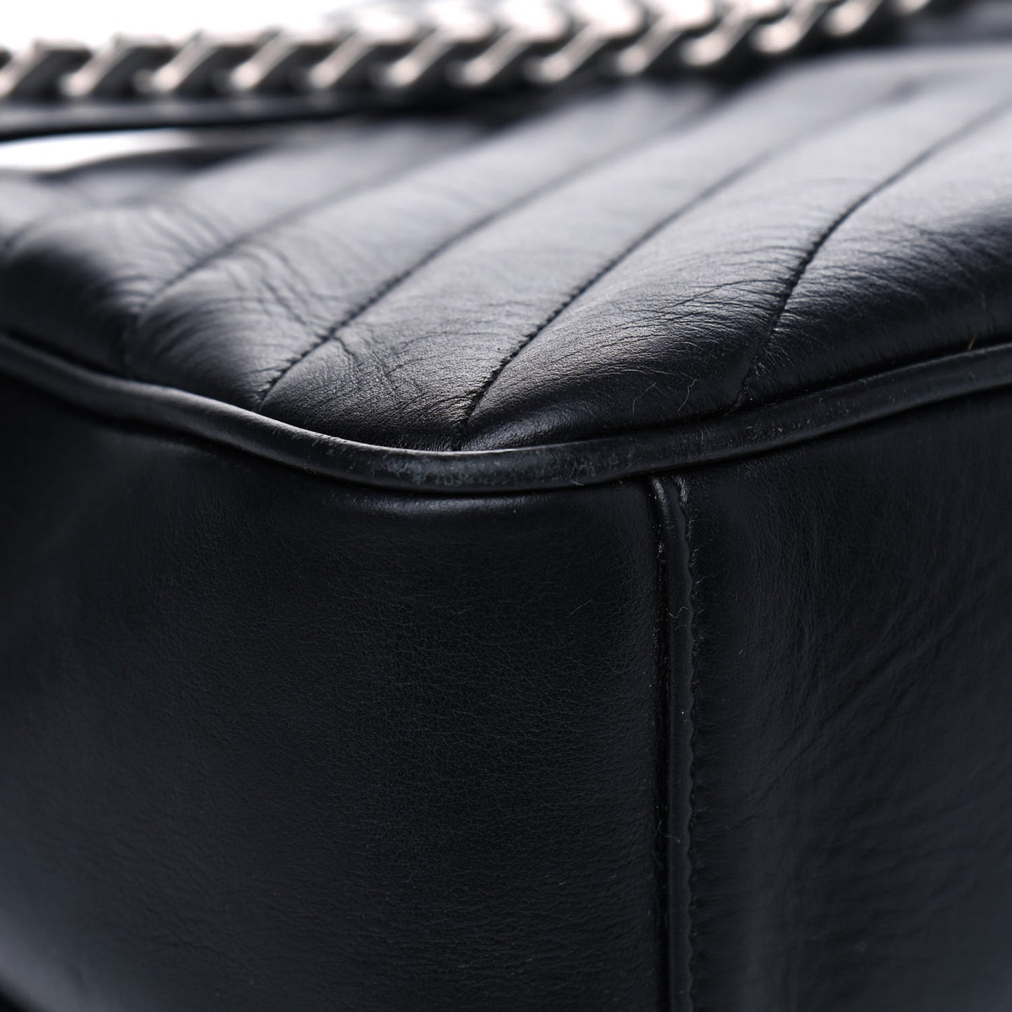 Calfskin Y Quilted Monogram Loulou Shoulder Bag Black