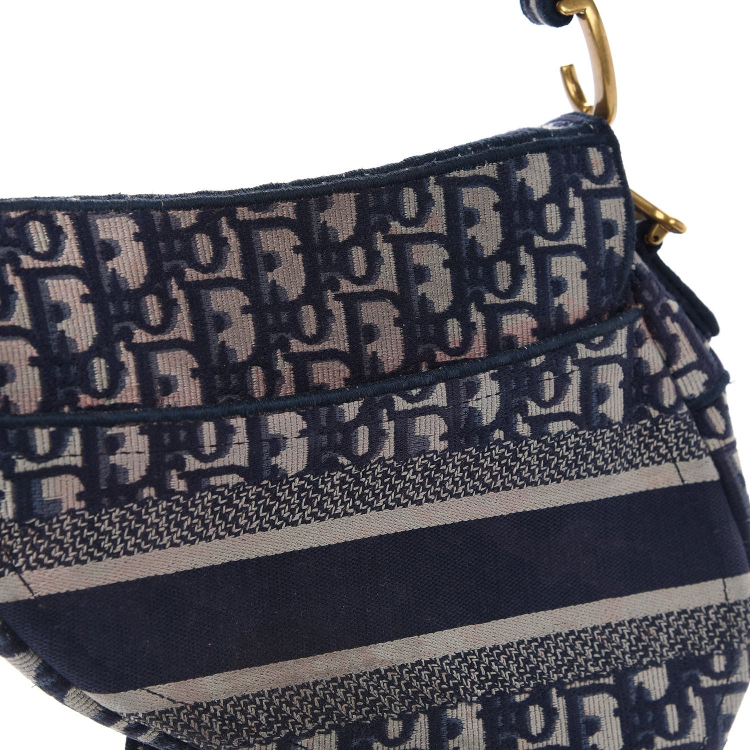 Christian Dior Oblique Embroidered Saddle Bag Blue 10 of 10