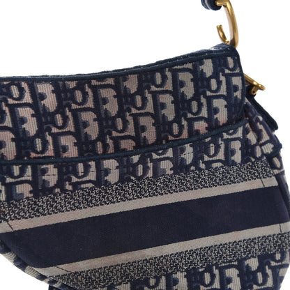 Christian Dior Oblique Embroidered Saddle Bag Blue 10 of 10