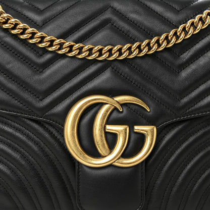 Gucci Calfskin Matelasse Medium GG Marmont Shoulder Bag Black 8 of 11