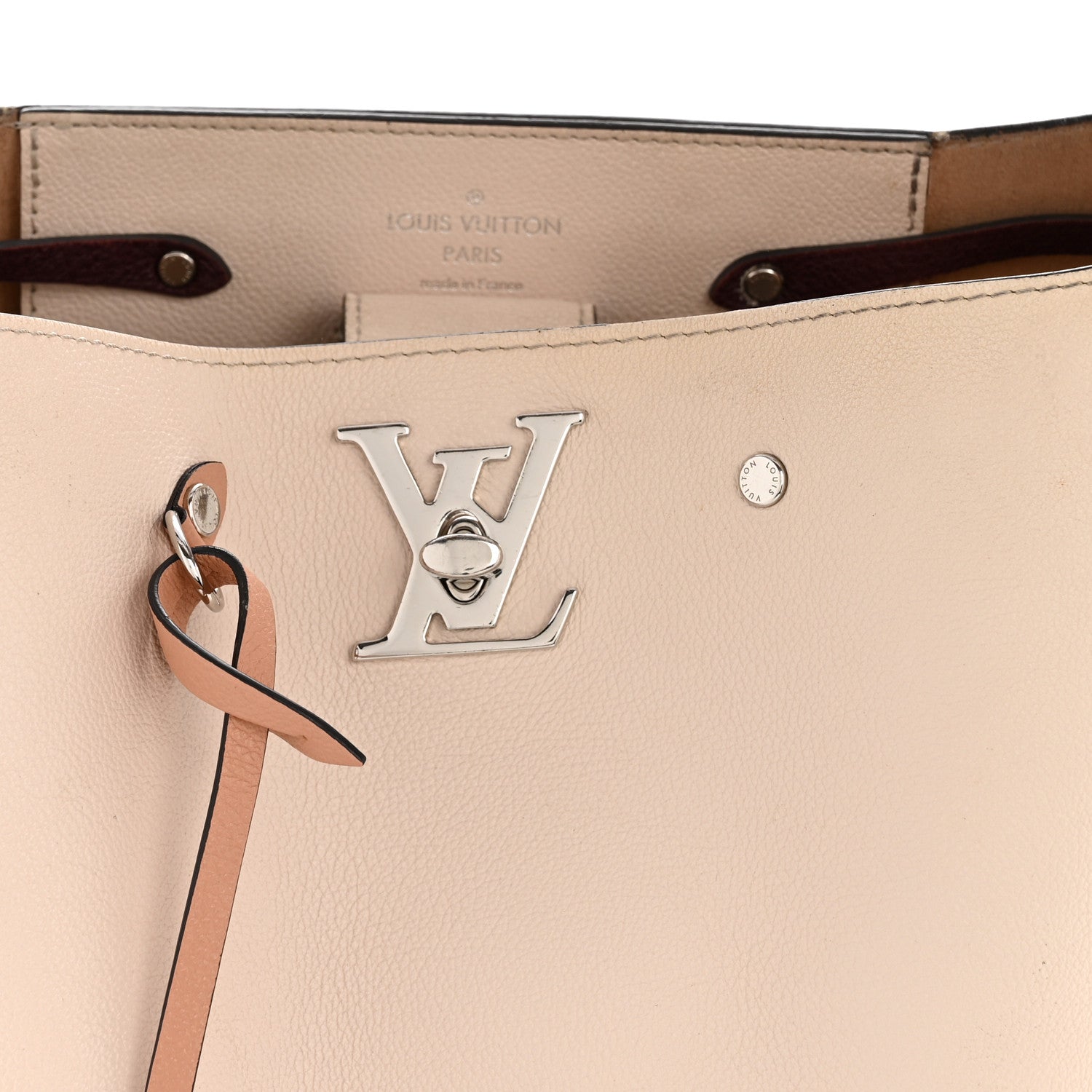 Louis Vuitton Calfskin Lockme Bucket Soie Quartz Calla 7 of 14