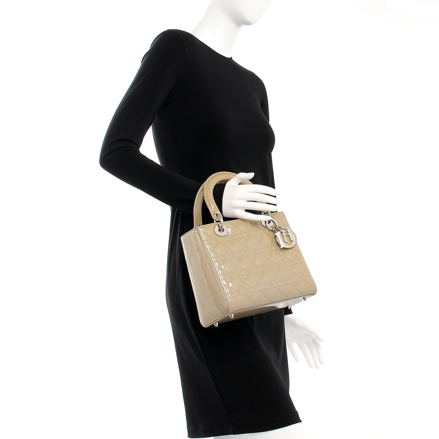 Christian Dior Patent Cannage Medium Lady Dior Beige 3 of 9