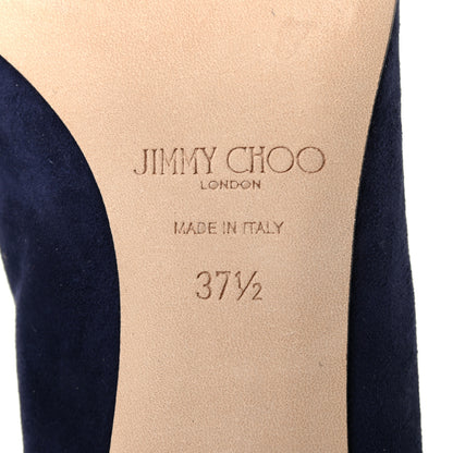 Jimmy Choo Suede Pointy Toe Aza 40 Kitten Heel Pumps 37.5 Navy 6 of 7