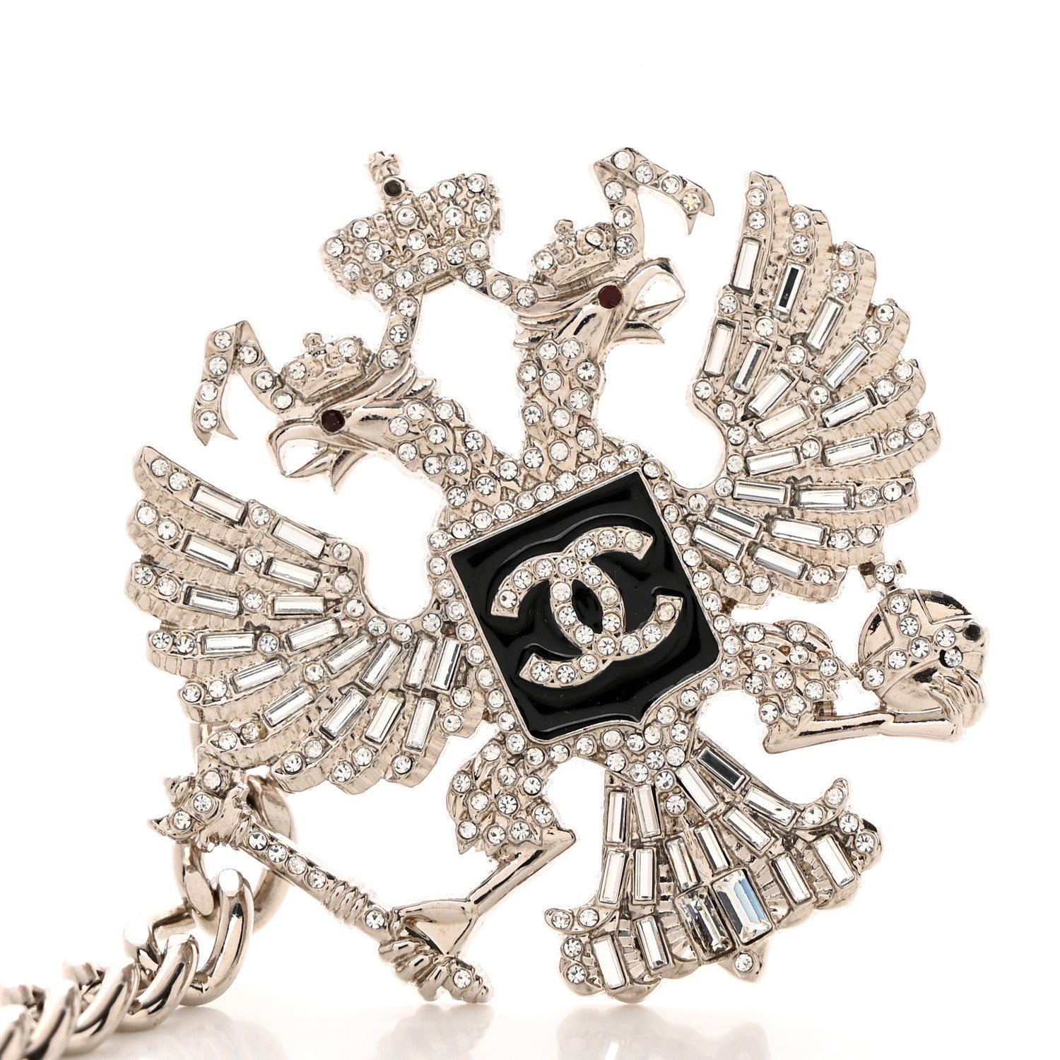 Chanel Crystal Paris Moscow Eagle Chain Belt Silver 3 of 6