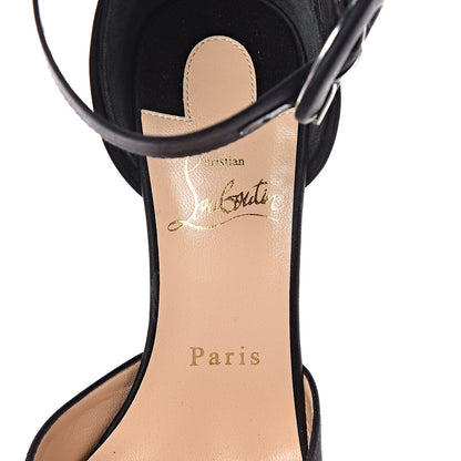 Christian Louboutin Crepe Satin Raissa 100 Ankle Strap Pumps 37 Black 7 of 7