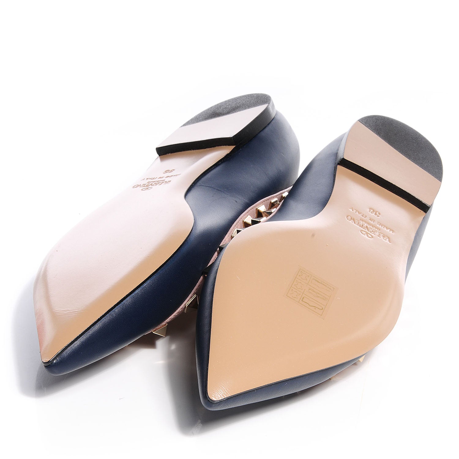 Valentino Garavani Nappa Rockstud Ballerina Flats 36 Marine Poudre 6 of 9